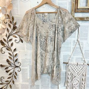 Brittany Black Print Lace Tunic Top